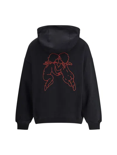 Fiorucci Kissing Angels Love Print Hoodie In Black