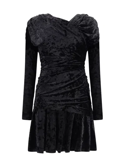 Ganni Women Ruched Mini Dress In Black