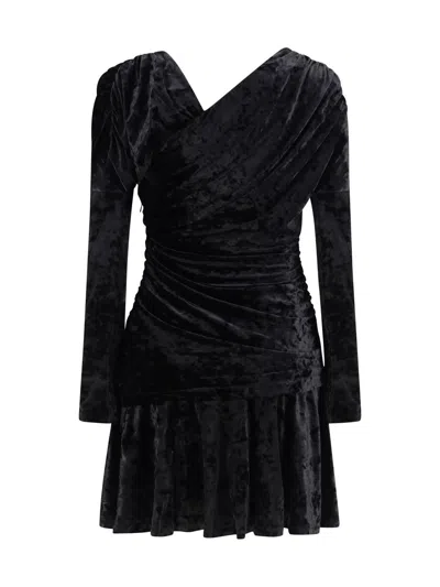 Ganni Women Ruched Mini Dress In Black