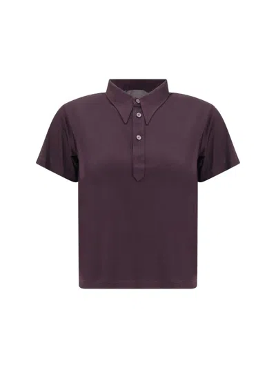 Maison Margiela Semi-sheer Polo Shirt In Purple