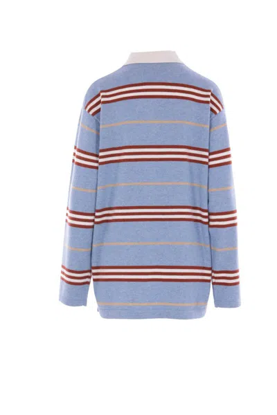 Guest In Residence Striped Cashmere Rugby Sweater With Classic Collar In Blue