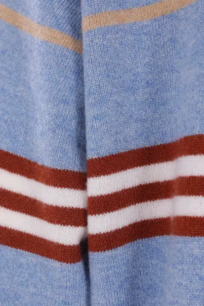 Guest In Residence Striped Cashmere Rugby Sweater With Classic Collar In Blue