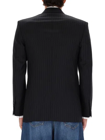 Givenchy Stripe-pattern Double-breasted Blazer In Black