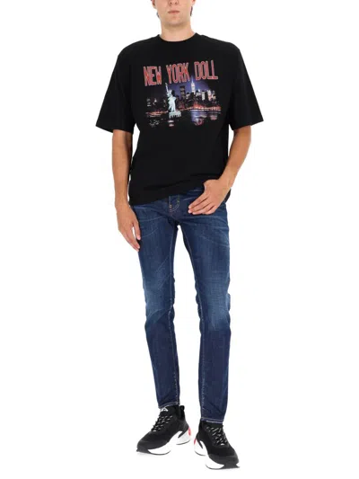 Dsquared2 Graphic Print Crew Neck Short Sleeve T-shirt In Black