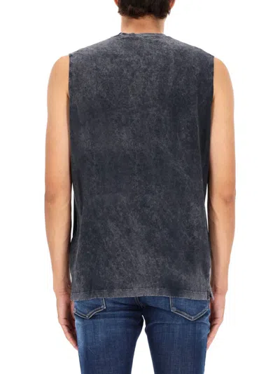 Dsquared2 Graphic Print Sleeveless Crew Neck T-shirt In Black