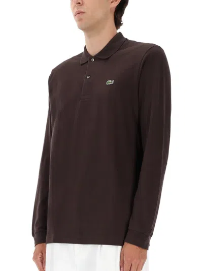 Lacoste Polo With Logo In Brown