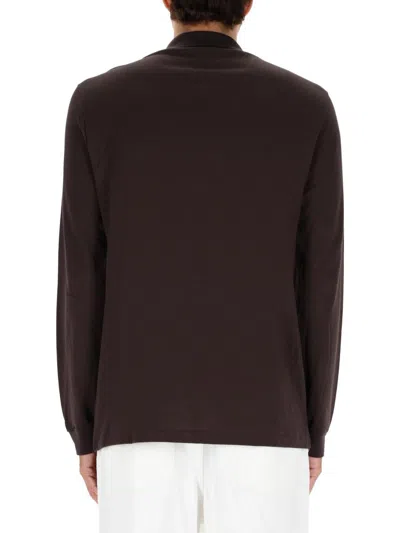 Lacoste Polo With Logo In Brown