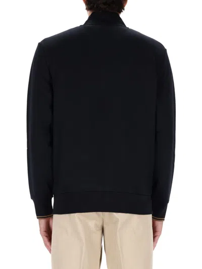 Fred Perry Zippered Sweatshirt With Logo In Black