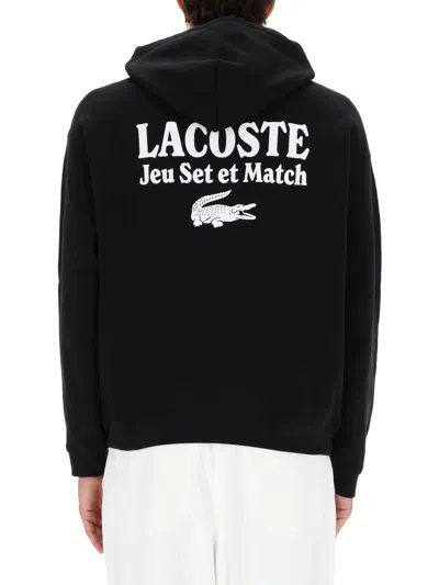 Lacoste Sweatshirt With Logo And Print In Black