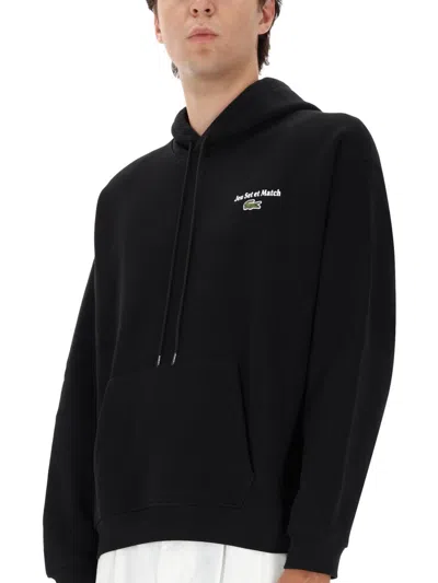 Lacoste Sweatshirt With Logo And Print In Black