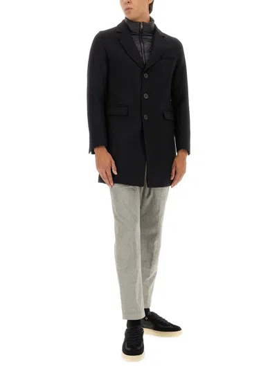 Herno Melton Wool Coat With Detachable Padded Inner Layer In Black