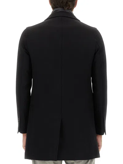 Herno Melton Wool Coat With Detachable Padded Inner Layer In Black