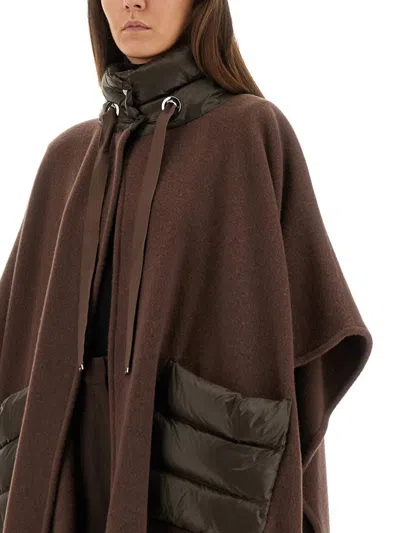 Herno Warmy And Ultralight Nylon Resort Poncho In Brown