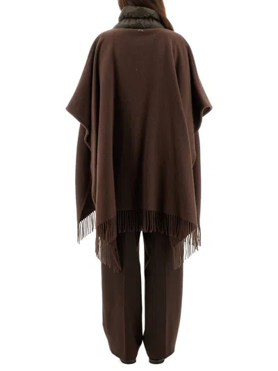 Herno Warmy And Ultralight Nylon Resort Poncho In Brown