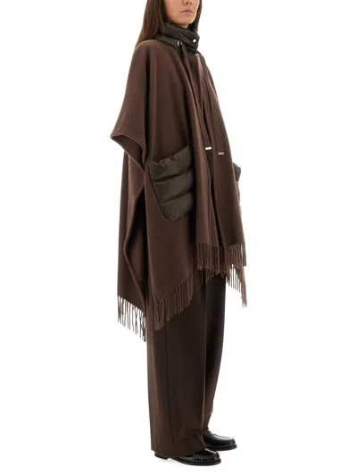 Herno Warmy And Ultralight Nylon Resort Poncho In Brown