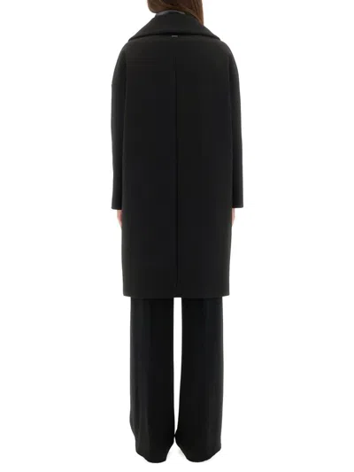 Herno Wool Coat With Technical Bib In Black