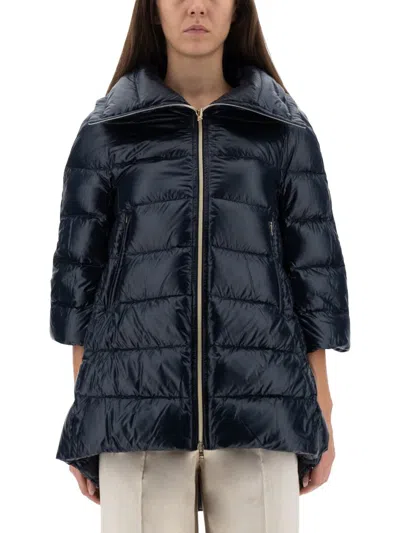 Herno Down Jacket With Lined Collar In Blue