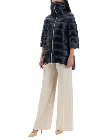 Herno Down Jacket With Lined Collar In Blue