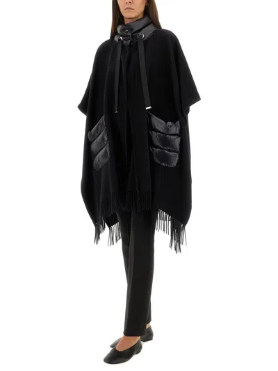 Herno Warmy And Ultralight Nylon Resort Poncho In Black