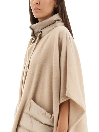 Herno Warmy And Ultralight Nylon Resort Poncho In Neutral