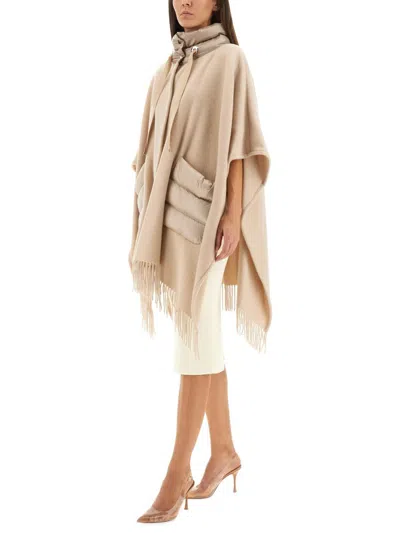 Herno Warmy And Ultralight Nylon Resort Poncho In Neutral