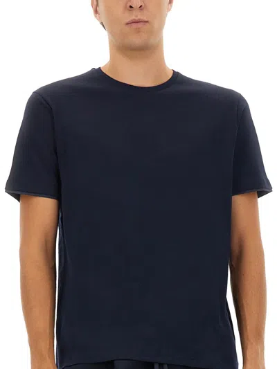 Herno Crew Neck Short Sleeve Cotton T-shirt In Blue