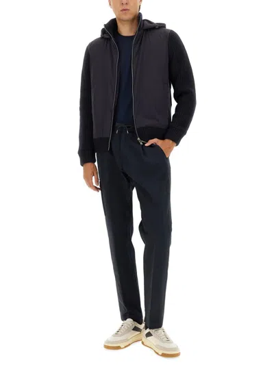Herno High Neck Virgin Wool Jacket With Padded Contrast Detail In Multi