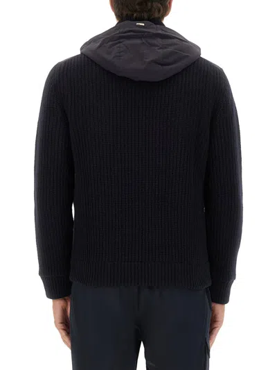 Herno High Neck Virgin Wool Jacket With Padded Contrast Detail In Multi