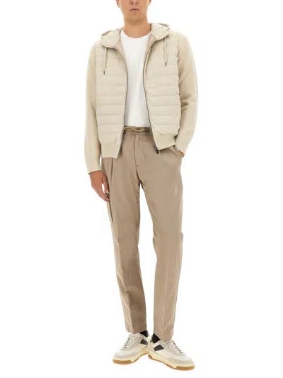 Herno Quilted Microfibre And Ribbed Wool Down Hooded Jacket In Neutral