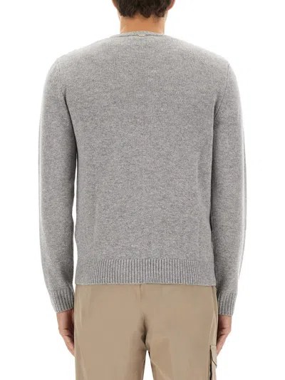 Herno Textured Knit Crew Neck Cashmere Sweater In Gray