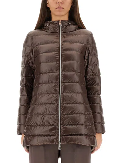 Herno Chocolate Colored Quilted Down Jacket In Brown