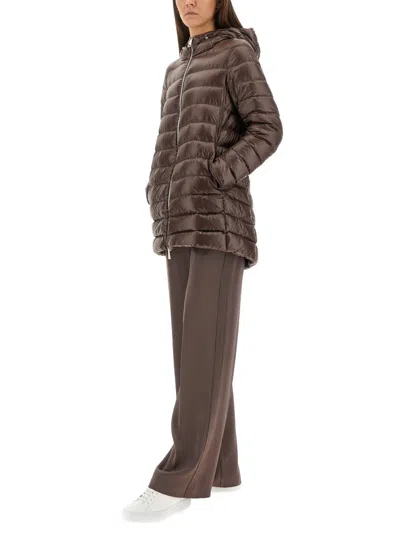 Herno Chocolate Colored Quilted Down Jacket In Brown
