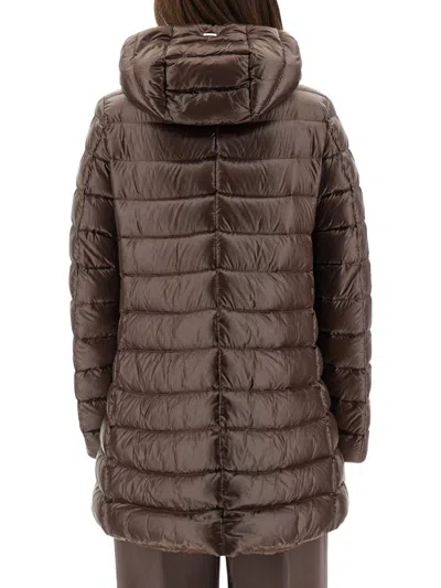 Herno Chocolate Colored Quilted Down Jacket In Brown
