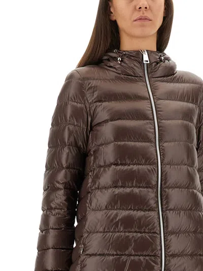 Herno Chocolate Colored Quilted Down Jacket In Brown
