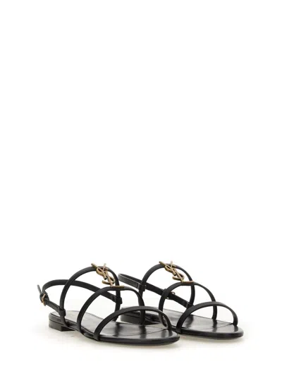 Saint Laurent Flat Sandal "cassandra" In Black