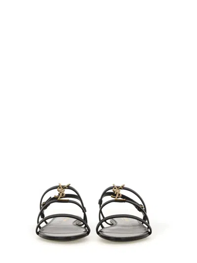 Saint Laurent Flat Sandal "cassandra" In Black