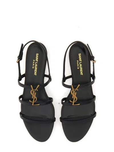 Saint Laurent Flat Sandal "cassandra" In Black