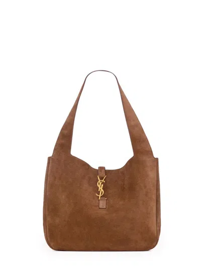 Saint Laurent Bea Caramel Colorued Suede Leather Tote Bag In Brown