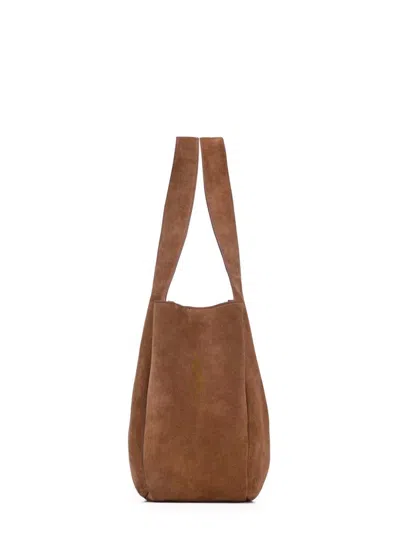 Saint Laurent Bea Caramel Colorued Suede Leather Tote Bag In Brown
