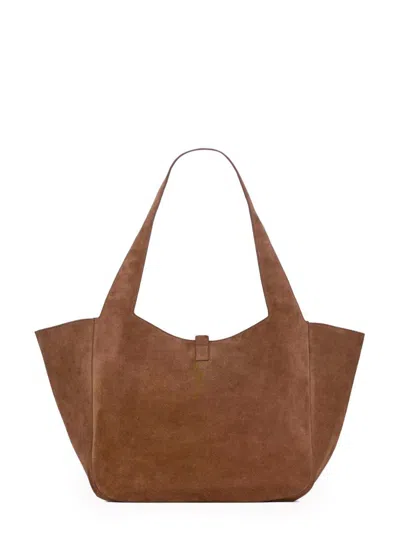 Saint Laurent Bea Caramel Colorued Suede Leather Tote Bag In Brown