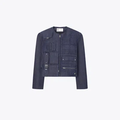 Tory Burch Denim Handbag Jacket In Blue
