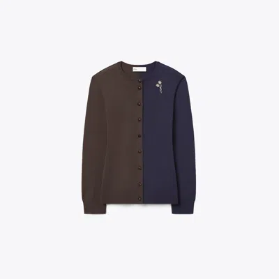 Tory Burch Color-block Wool Cardigan In Multi