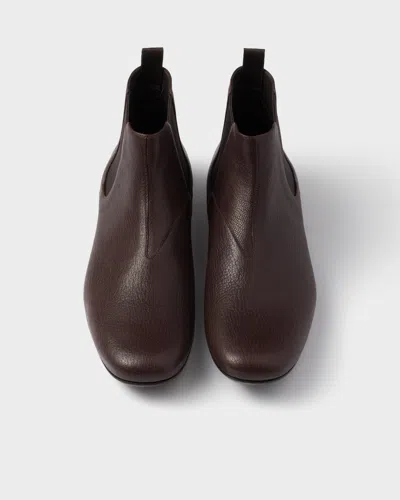Prada Leather Chelsea Boots In Brown