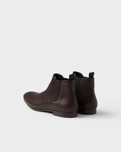 Prada Leather Chelsea Boots In Brown