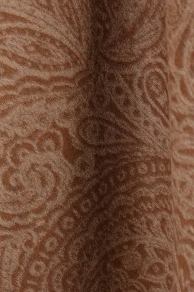 Etro Leather-trimmed Paisley-print Wool-blend Poncho In Brown