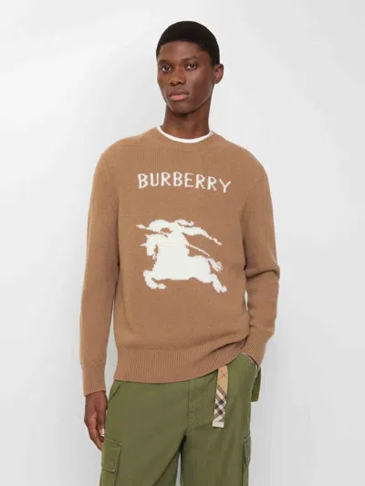 Burberry Wool And Cashmere Pullover With Ekd In Brown