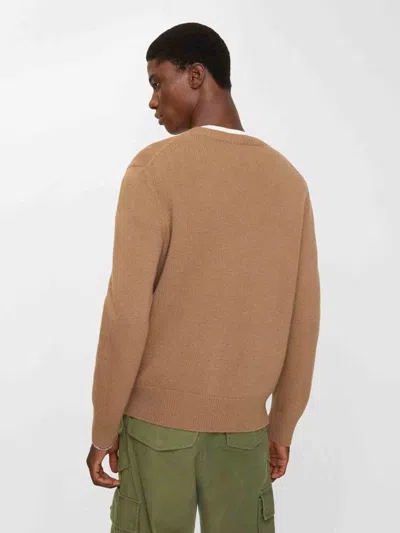 Burberry Wool And Cashmere Pullover With Ekd In Brown