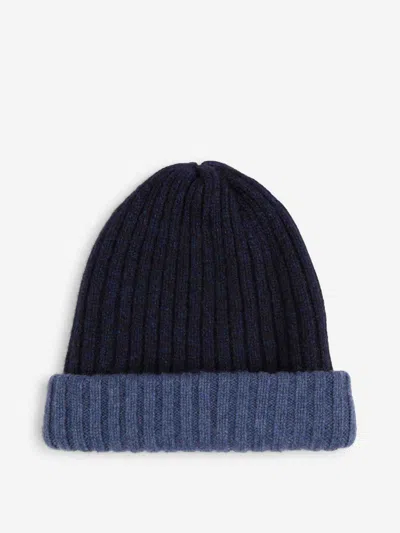 Fedeli Ribbed Beanie In Blue