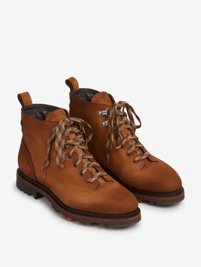 Santoni Lace-up Round-toe Boots In Multi