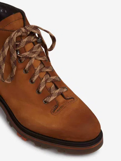 Santoni Lace-up Round-toe Boots In Multi